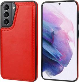 img 2 attached to Red PU Leather Wallet Case For Samsung Galaxy S21 Plus - Compatible With 5G, 6.7 Inch Display, Featuring Card Holder, Kickstand, Double Magnetic Clasp, And Shockproof Cover For Durability