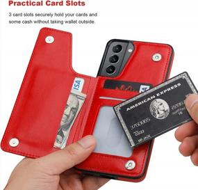img 1 attached to Red PU Leather Wallet Case For Samsung Galaxy S21 Plus - Compatible With 5G, 6.7 Inch Display, Featuring Card Holder, Kickstand, Double Magnetic Clasp, And Shockproof Cover For Durability