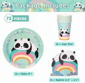img 3 attached to 72PCS DECORLIFE Panda Birthday Party Supplies - Plates, Napkins & Cups For Baby Shower/B-Day Parties (24 Serves)