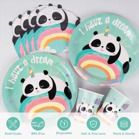 img 2 attached to 72PCS DECORLIFE Panda Birthday Party Supplies - Plates, Napkins & Cups For Baby Shower/B-Day Parties (24 Serves)