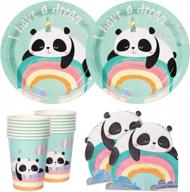 72pcs decorlife panda birthday party supplies - тарелки, салфетки и чашки для детского душа/вечеринки на день рождения (24 порции) логотип