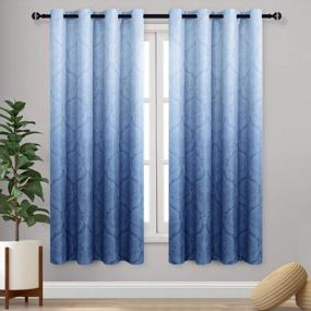 img 4 attached to DWCN Ombre Blackout Curtains: Thermal Insulated, Light Blocking & Energy Saving Privacy For Living Room Or Bedroom (2 Panels, 52 X 63 Inch Length, Navy Blue)