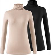 stay fashionable and comfortable with xelky women's long sleeve turtleneck shirts - 2 pack! perfect for all occasions! logo