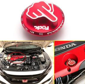 img 4 attached to 🖕 Xotic Tech Middle Finger Engine Oil Fuel Cap Cover - Honda & Acura Compatible (Red)