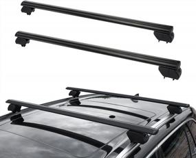 img 4 attached to ALAVENTE 47-дюймовая черная перекладина для багажника на крышу с регулируемыми боковыми поручнями и несколькими крючками - идеально подходит для перевозки багажа и грузов на внедорожниках и большинстве легковых автомобилей - универсальное решение для алюминиевой крыши