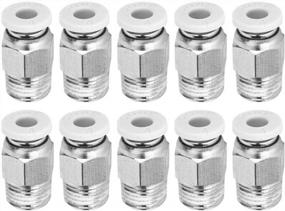 img 4 attached to 10Pcs Silver M10 Thread PC4‑01 Push To Connect Pneumatic Fittings For PETF Tube