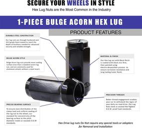 img 2 attached to High-Quality Wheel Accessories: 20 Pack of Black 14x1.5 Lug Nuts - Perfect for Trucks! (48mm Length, Cone Seat, 19mm Hex, M14x1.50)