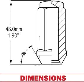 img 3 attached to High-Quality Wheel Accessories: 20 Pack of Black 14x1.5 Lug Nuts - Perfect for Trucks! (48mm Length, Cone Seat, 19mm Hex, M14x1.50)