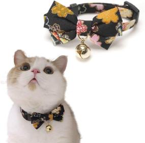 img 4 attached to Black Necoichi Kimono Bow Tie Cat Collar