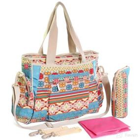 img 4 attached to 👶 KF Baby Bohemian Diaper Bag Value Set with Crossbody Strap, Stroller Hooks, and More