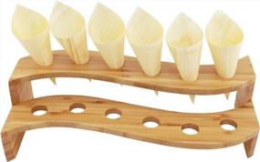 img 4 attached to 13" X 5.7" X 3.5" Natural Bamboo S Wave Multi Level Food Cone Display Tamaki Stand - Holds Up To 12 Cones For Restaurants, Events & Buffets | BambooMN