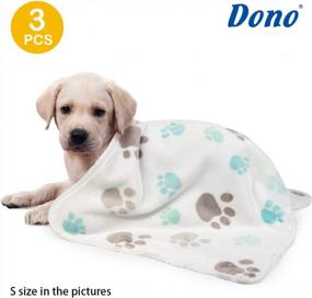 img 3 attached to Cuddly Dono Soft Fleece Pet Blanket Pack With Cute Bone & Paw Print Design - Perfect For Cozy Sleep & Warmth For Puppies, Kittens & Dogs