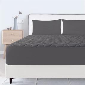 img 4 attached to Protect Your Mattress With King Size Waterproof And Breathable Mattress Cover - Deep Pocket Fit Of Up To 21 Inches And Quilted Alternative Filling - Grey