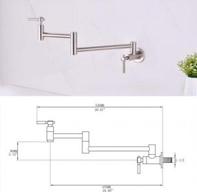 img 3 attached to BZOOSIU Pot Filler Faucet Wall Mount With Swing Arms, Brushed Nickel Finish – Solid Brass Double Handle Kitchen Faucet For Single Hole Installation