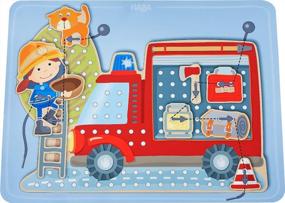 img 3 attached to HABA Fire Engine Rescue Threading Toy Activity Set