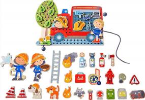 img 4 attached to HABA Fire Engine Rescue Threading Toy Activity Set
