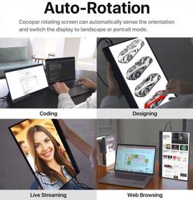 img 2 attached to Портативный монитор Cocopar с сенсорным экраном, автоматически вращающейся подставкой, 15,6 дюйма, 3840X2160, IPS, HD