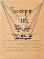 retro 14k gold plated zodiac layer necklaces - set of 3, featuring exquisite old english horoscope signs. perfect birthday gift for women and girls obsessed with constellations and astrology! logo
