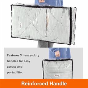 img 1 attached to 3 Pack 75L Clear Underbed Storage Bags With Reinforced Handles - Zippered Organizers For Clothes, Comforters, Blankets & Bedding