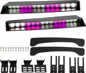 img 4 attached to Upgraded ASPL Visor Light Bar - 15 LED, 29 Flash Patterns, Split Mount For Upper Windshield - Emergency Strobe And Hazard Warning Light With Take-Down Feature - Purple/White