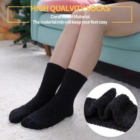 img 3 attached to Pack Of 5 Super Soft Microfiber Fuzzy Slipper Socks For Women - Ultra-Comfortable And Warm Home Sleeping Winter Socks By Dosoni