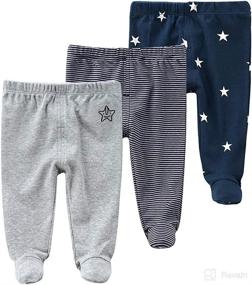 img 4 attached to Teach Leanbh: Newborn Baby 3 Pack Cotton Footed Pants with Embroidery Print – Casual Leggings 0-12 Months