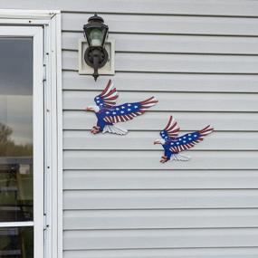 img 2 attached to Patriotic Wall Decor - Schousi Metal Eagle American Flag Bald Eagle Art Set Of 2, Independence Day Outdoor Yard Centerpiece Hanging Decoration