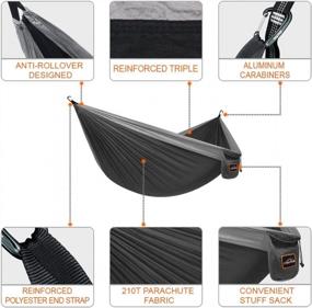 img 3 attached to Lightweight Camping Hammock - Double Or Single Parachute Hammock With Tree Straps For Hiking, Backpacking And Outdoor Adventures By AnorTrek