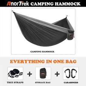 img 1 attached to Lightweight Camping Hammock - Double Or Single Parachute Hammock With Tree Straps For Hiking, Backpacking And Outdoor Adventures By AnorTrek