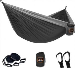 img 4 attached to Lightweight Camping Hammock - Double Or Single Parachute Hammock With Tree Straps For Hiking, Backpacking And Outdoor Adventures By AnorTrek