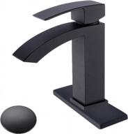 🚰 matte black brass waterfall bathroom sink faucet with single handle, square vanity design, escutcheon, and pop up drain assembly – trustmi логотип