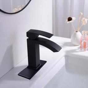 img 3 attached to 🚰 Matte Black Brass Waterfall Bathroom Sink Faucet with Single Handle, Square Vanity Design, Escutcheon, and Pop Up Drain Assembly – TRUSTMI