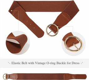 img 1 attached to Women'S 2-Pack Stretchy Waist Belts With Vintage Chunky Buckle For Dresses