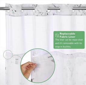 img 1 attached to Lagute SnapHook Hook Free Shower Curtain With Snap-In Liner & See Through Top Window Hotel Grade, Machine Washable 71Wx74L, Green Blossom