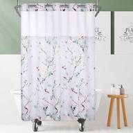 lagute snaphook hook free shower curtain with snap-in liner & see through top window hotel grade, machine washable 71wx74l, green blossom logo