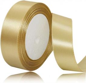 img 4 attached to 1 Inch x 25 Yards Solid Gold Satin Ribbon Fabric for Gift Wrapping, Crafts, Hair Bow Making, Wreaths, Wedding Party Decor, and Sewing Projects
