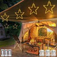 🌟 enhance your christmas decorating with 3 pack christmas window star lights: 45 led star lights battery operated with 8 lighting modes and remote control for xmas home party garden patio porch indoor outdoor decor (warm white) logo