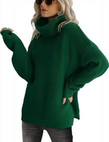 img 4 attached to CHERFLY Womens Turtleneck Sweater Long Sleeve Knit Pullover Chunky Tops