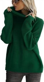 img 3 attached to CHERFLY Womens Turtleneck Sweater Long Sleeve Knit Pullover Chunky Tops