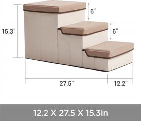 img 3 attached to Foldable Multi-Tier Pet Stairs With Woolly Pet Style - Convenient Pet Storage Stepper - Size 20''X11''X12.5'' (2 Steps)/27.5''X12''X15'' (3 Steps) - Holds Up To 15Lbs - Solid Beige (3 Tier)