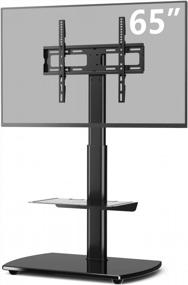 img 4 attached to 5Rcom Tall TV Stand With Swivel Mount And 2 Shelves For Flat/Curved Screens - Fits 27-65 Inch TVs, Height Adjustable - Black
