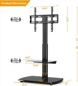 img 2 attached to 5Rcom Tall TV Stand With Swivel Mount And 2 Shelves For Flat/Curved Screens - Fits 27-65 Inch TVs, Height Adjustable - Black