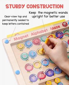 img 2 attached to GAMENOTE Magnetic Alphabet Maze Board With 4 Activity Cards, Wooden Matching Letter Game Montessori Toys For Preschool Kingdergarten - Fine Motor Skills Toys ABC Recognition Color Sorting Puzzle