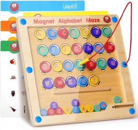 img 4 attached to GAMENOTE Magnetic Alphabet Maze Board With 4 Activity Cards, Wooden Matching Letter Game Montessori Toys For Preschool Kingdergarten - Fine Motor Skills Toys ABC Recognition Color Sorting Puzzle