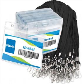 img 4 attached to Beebel Lanyard With Waterproof ID Card Holder 50Pcs Clear Plastic Horizontal Name Tags Badge ID Card Holders And 50Pcs Lanyards With Swivel J Hook