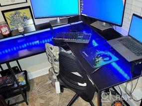 img 5 attached to Maximize Your Gaming Setup With SUPERJARE L-Shaped Desk - Includes Power Outlets, LED Lights, And Ample Storage Space In Sleek Black Design
