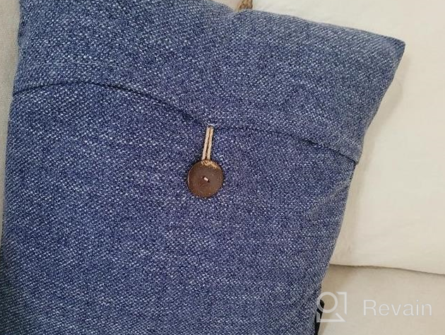 img 1 attached to Phantoscope Pack Of 2 Farmhouse Throw Pillow Covers Button Vintage Linen Decorative Pillow Cases For Couch Bed And Chair Navy Blue 18 X 18 Inches 45 X 45 Cm review by Jarrod Zuvers