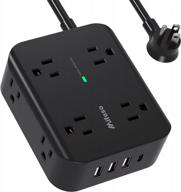 keep your home safe with our 8-outlet power strip surge protector with 4 usb ports and overload protection logo