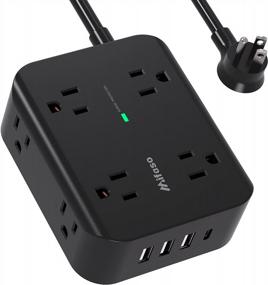 img 4 attached to Keep Your Home Safe With Our 8-Outlet Power Strip Surge Protector With 4 USB Ports And Overload Protection