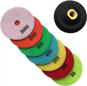 img 1 attached to 5" Stone Polishing Pads Set With Aluminum Backer (50, 100, 200, 400, 800, 1500, 3000 Grit) - For Granite, Marble, Concrete Countertops